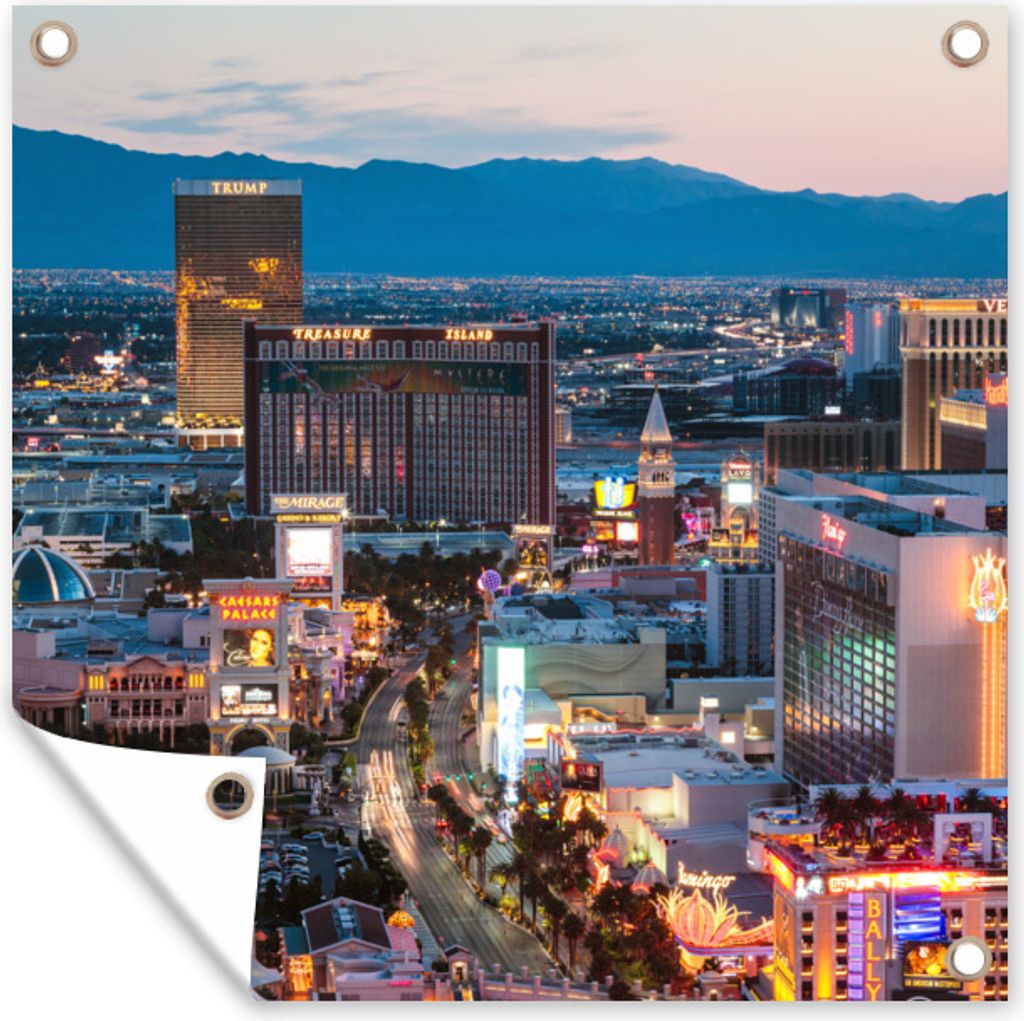 MuchoWow 100x100 cm Outdoor-Poster Gartendeko Sichtschutz Garten Poster für den Garten Las Vegas - Strip - Abend