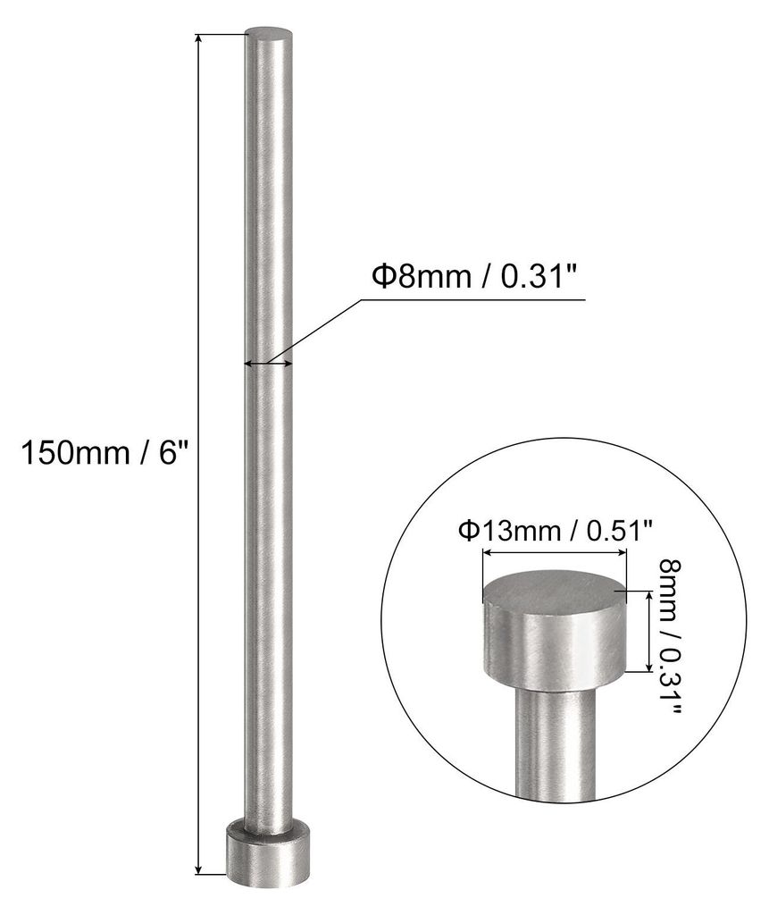 5 Stš¹ck Gerade Auswerferstifte Pin Punches, 8mm (5/16") DM Werkzeug Auswerferstifte, 65Mn Stahl Rundspitzenstempel 150mm (6") Lang Kunststofftei...