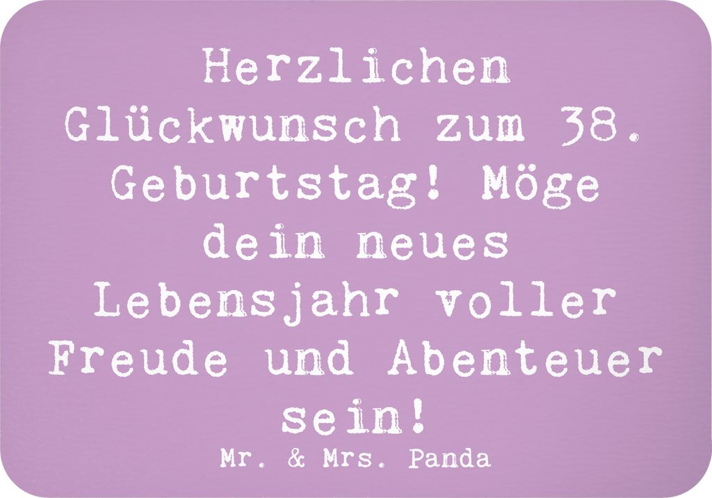 Mr. & Mrs. Panda magnet Spruch 38. Geburtstag Freude Abenteuer - Lavendeltraum - Geschenk, Happy Birthday, zettelhalter, Handgefertigt, Kühlschran...