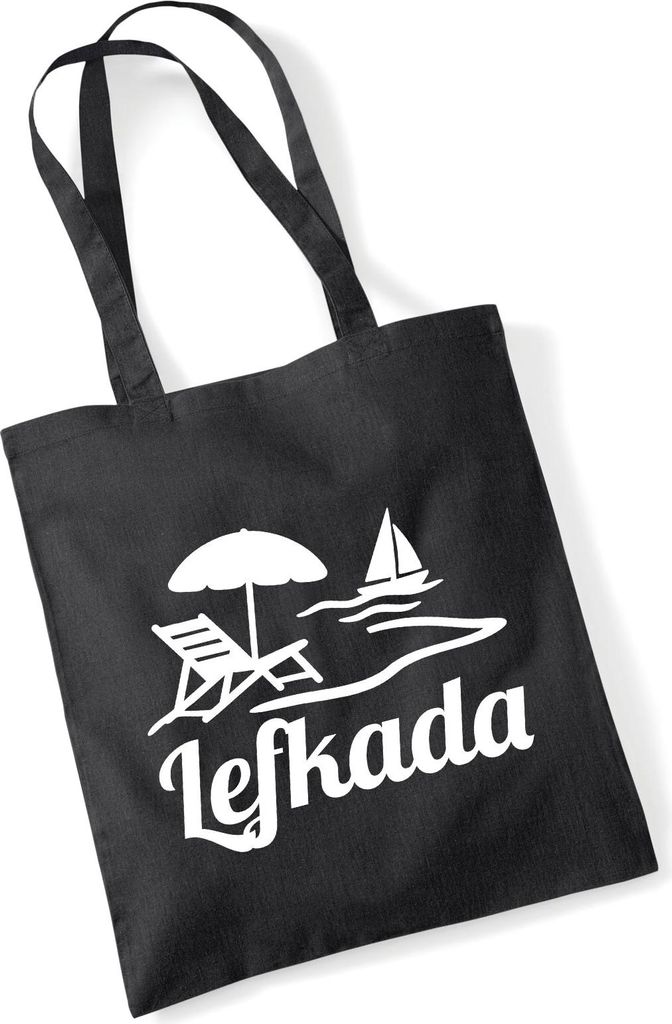 Huuraa Jutebeutel Lefkada Griechenland 10 Liter Black Baumwolle Tasche Geschenkidee
