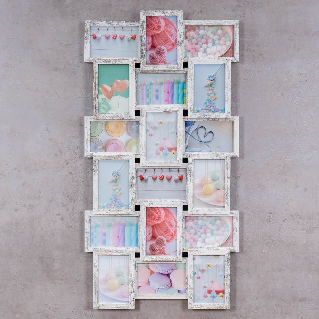 Cornice per foto collage 44x85cm 18 foto 10x15 Shabby Chic Immagine del prodotto 
