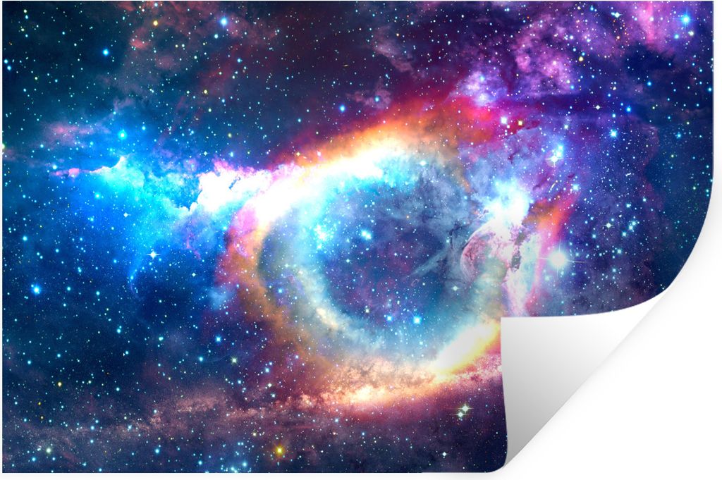 MuchoWow Wandtattoo Wandsticker Wandaufkleber Weltraum - Regenbogen - Sterne 90x60 cm Selbstklebend und Repositionierbar - Aufkleber
