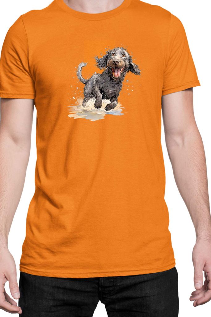 Herren T-Shirt Funny Dogs Breeds American Water Spaniel Dog Breed 020, Man XL / Orange