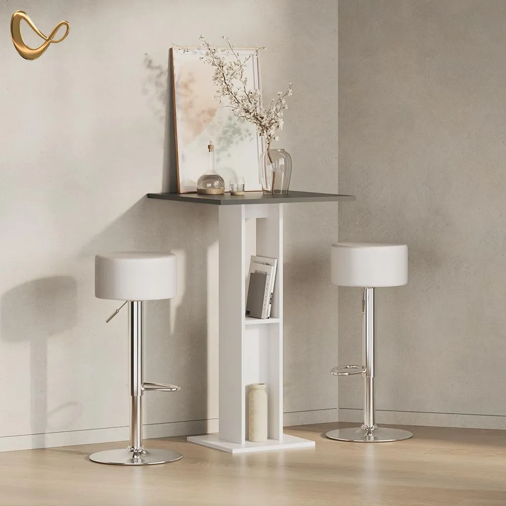Table de bar Livinity Regusa 65x65 cm blanc et anthracite - Modèle 55926 - 2
