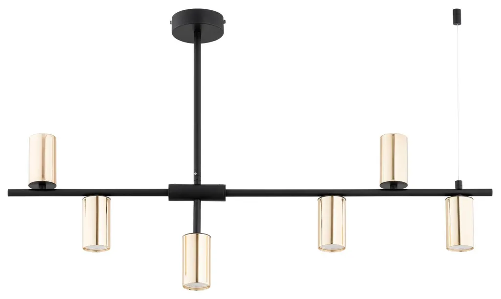Suspension de table à manger Alfa SAUR 6 feux noir et or design moderne