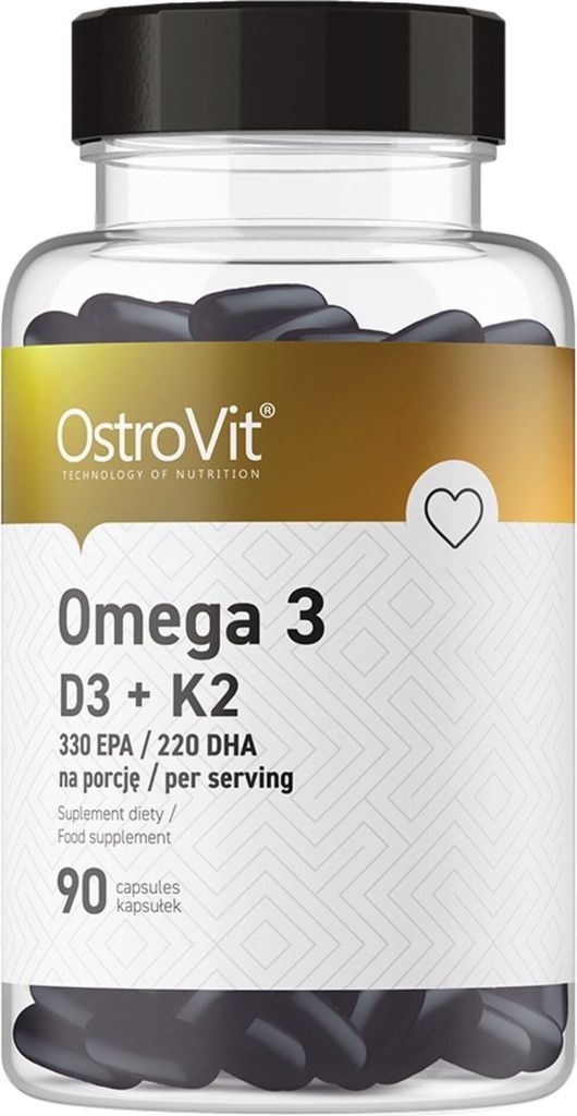 OstroVit Omega-3 + D3 + K2 (90 Caps) Unflavoured - Vitamine, Mineralien & Gesundheit - Fettsäuren