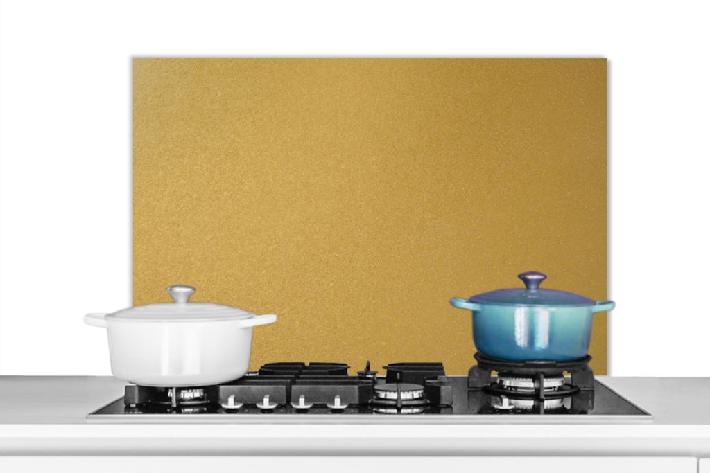 KitchenYeah Spritzschutz Küche - Küchenrückwand - Wandschutz für Herd und Spüle - Gold - Metallisch - Luxus - Design 90x60 - Alu-Dibond (Alt...