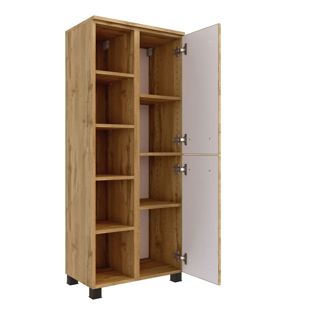 Armoire Malvo 55cm finition Chêne : gain de place et double portes - 13