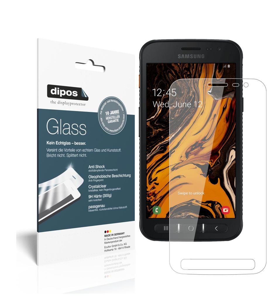 A product shot showing a phone screen protector packaging next to a smartphone.