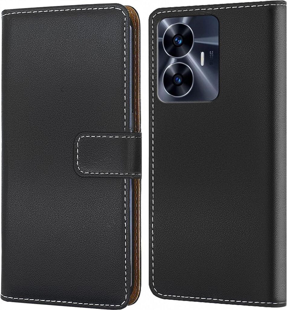 Handy Tasche für Realme C55 Schutzhülle Bookstyle Etui Klapphülle Wallet Flip Cover Case Schwarz