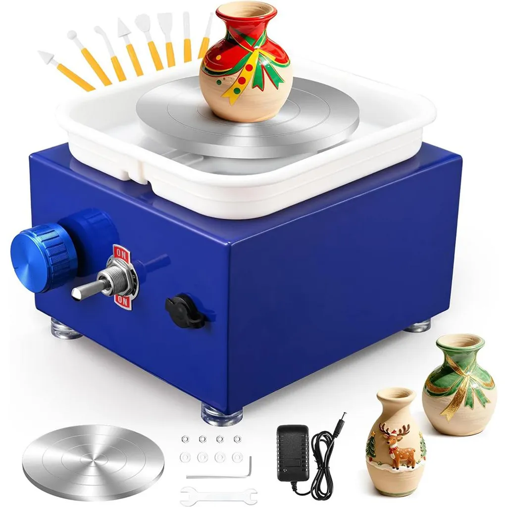Machine à poterie miniature 2000 tr/min pour modelage céramique - Bleu - 11