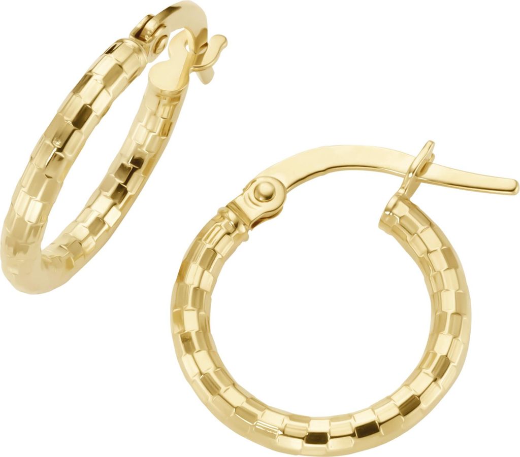 Creolen Luigi Merano strukturiert, glänzend, Gold 375 Gold 1 cm