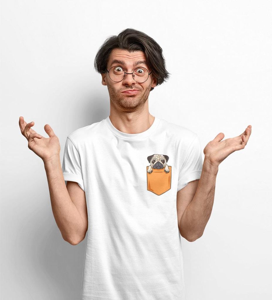 D&B Uni Polo PO00028 Pug Pocket Weiß-Größe S