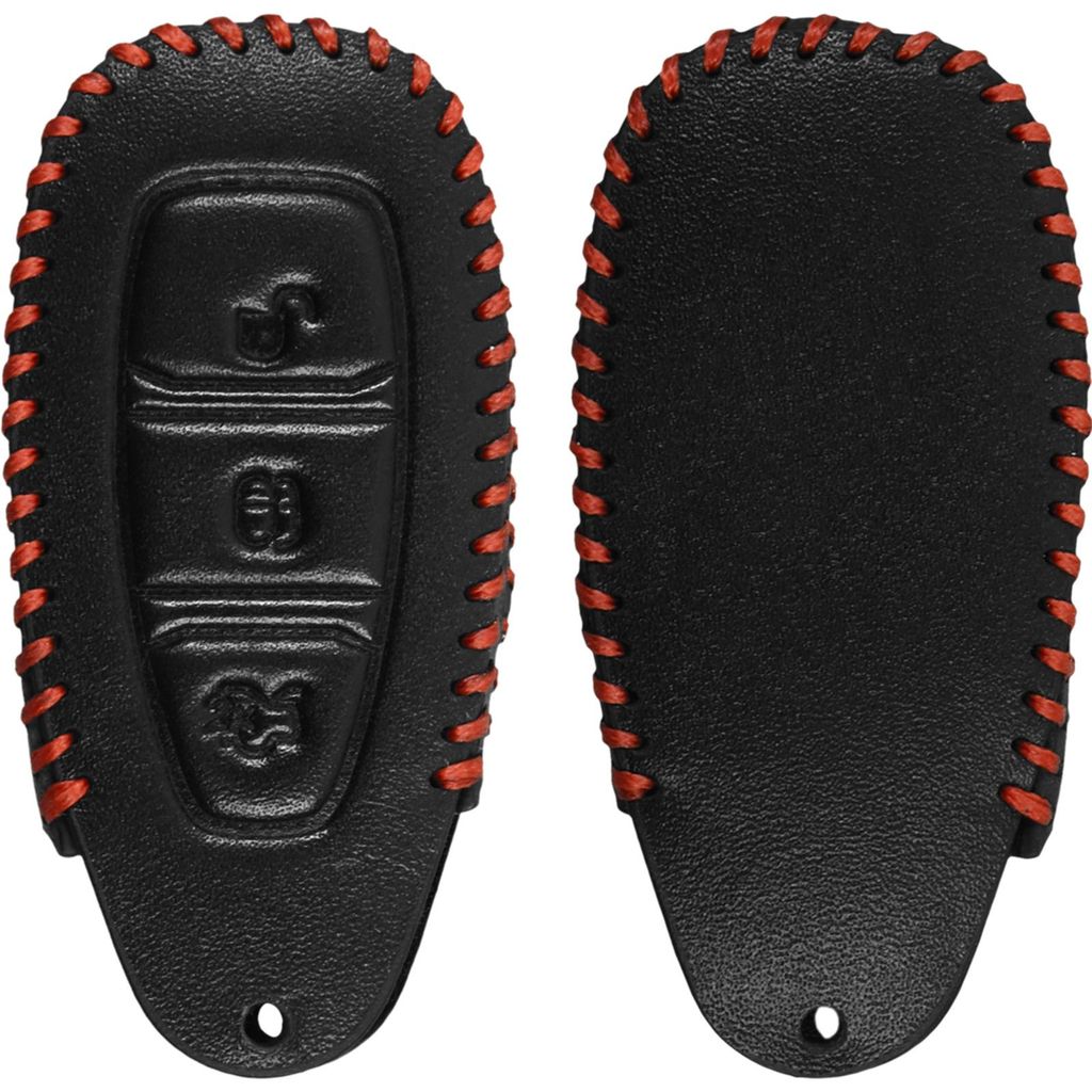 PhoneNatic Echtleder stitched Schlüssel Hülle kompatibel mit der Ford Mondeo / Fusion 3-Tasten Fernbedienung in schwarz Funkschlüssel 3-Key