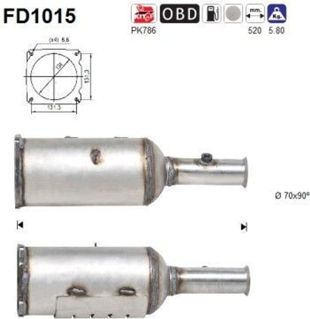 AS FD1015 Dieselpartikelfilter Rußpartikelfilter DPF passend für PEUGEOT 307 CC (3B) Abgasanlage Diesel