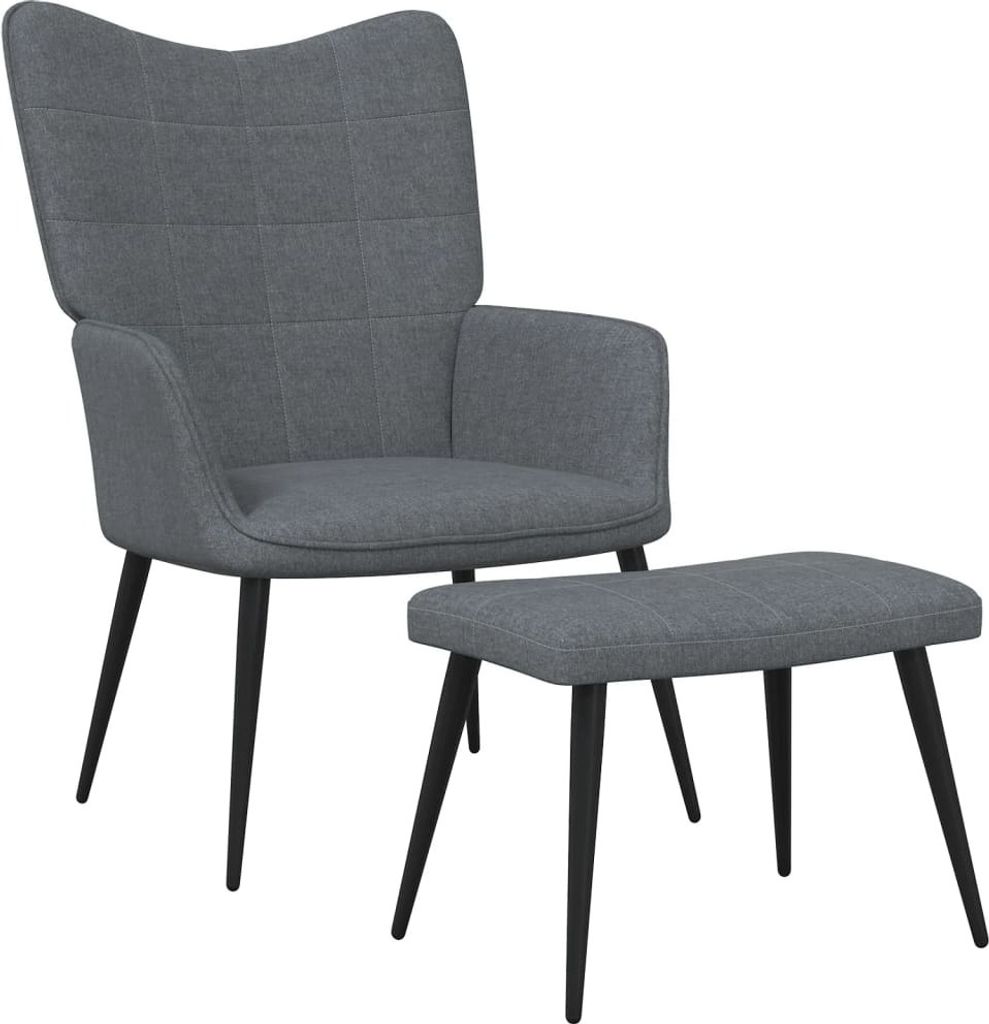 The Living Store Relaxsessel mit Hocker Dunkelgrau Stoff