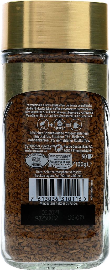Nescafé Gold Das Original, löslicher Bohnenkaffee, Kaffee, Produktbild 10