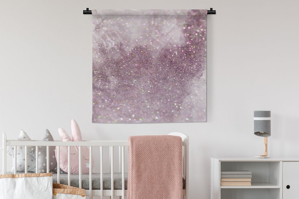 MuchoWow Wandteppich Wandbehang Marmor - Muster - Lila 90x90 cm Tapisserie Dekoration Wandtuch - Wandaufhänger