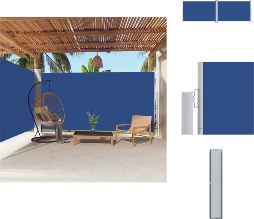 vidaXL Seitenmarkise Ausziehbar Blau 200x600 cm - Sonnenschirme & Sonnenschutze