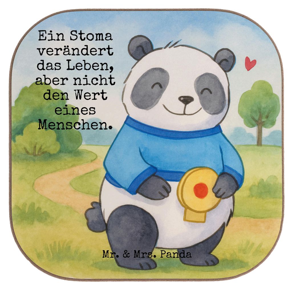 Mr. & Mrs. Panda Tischuntersetzer Panda künstlicher Darmausgang Design - Weiß - Geschenk, Untersetzer für Gläser, Stoma, Coaster, Tassenunterse...