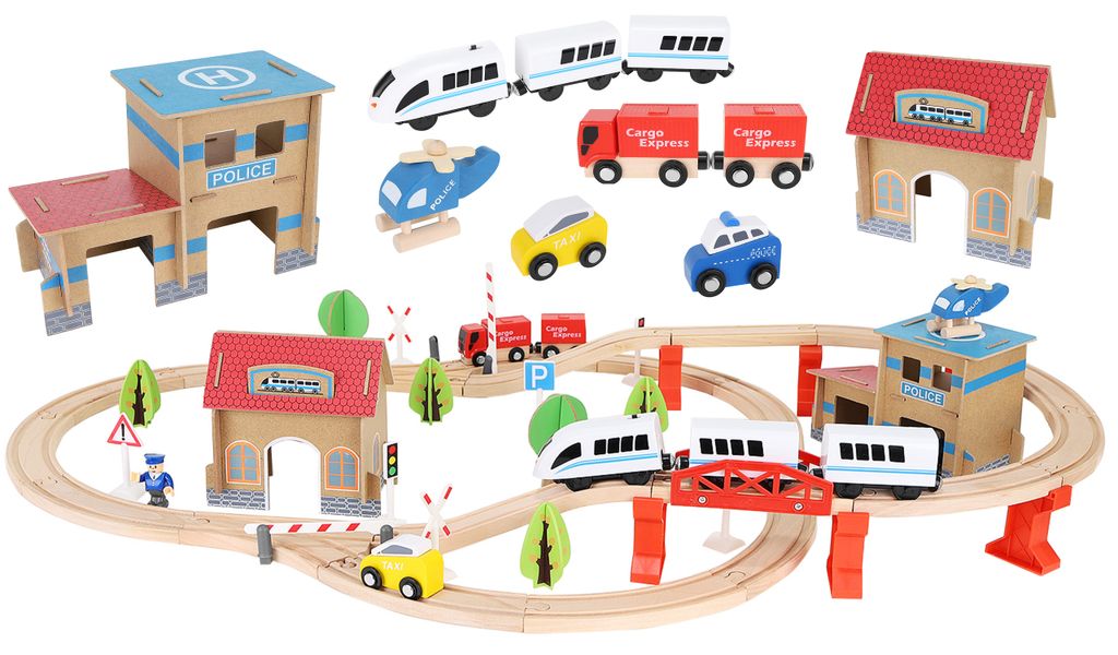 Kompatibel aus Holz Stadtverkehr Zug Set Eisenbahnstrecke Kinder Spielzeug 