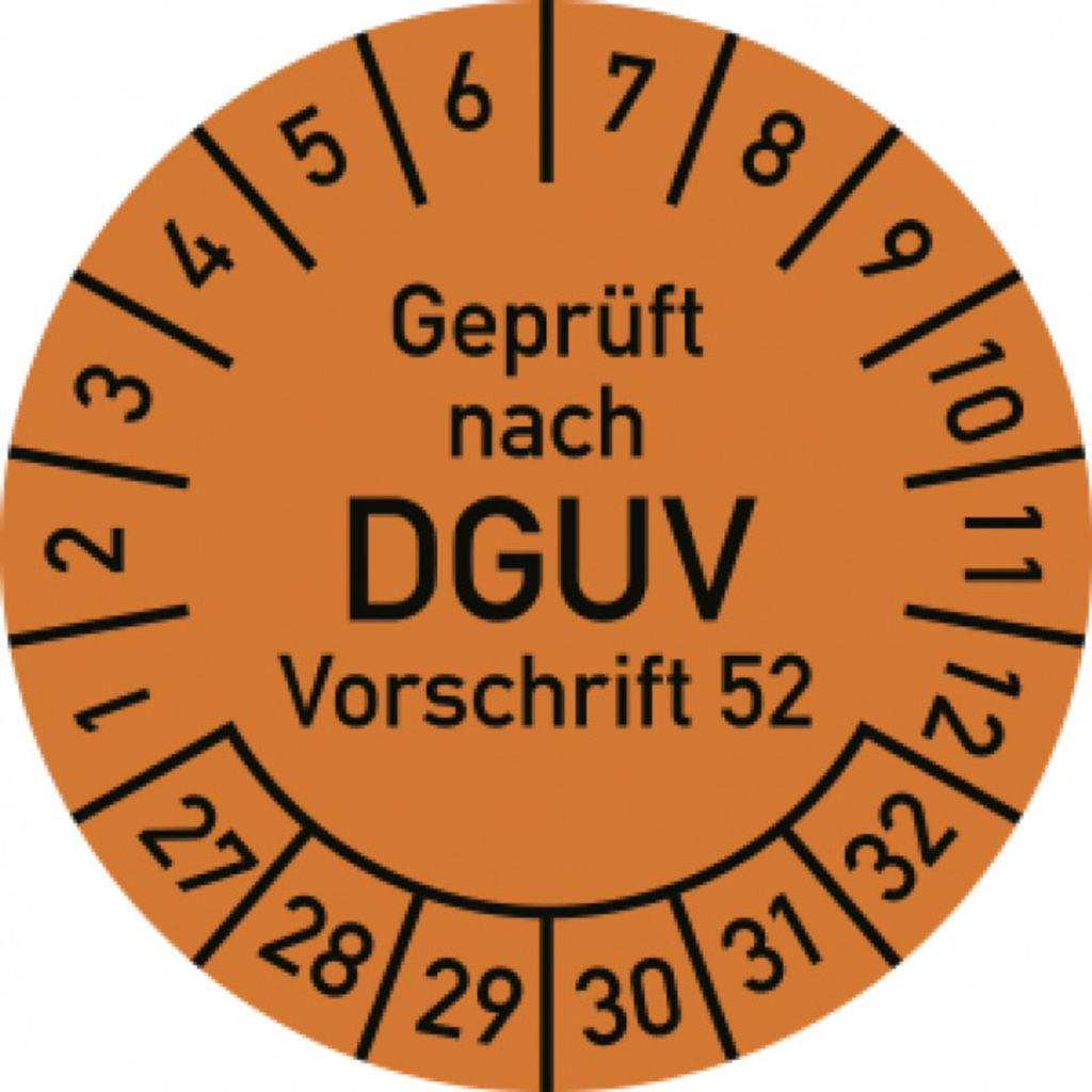 Dreifke Prüfplakette Gepr. n. DGUV Vorsch. 52, 2027-2032,Polyesterfolie,Ø40m...