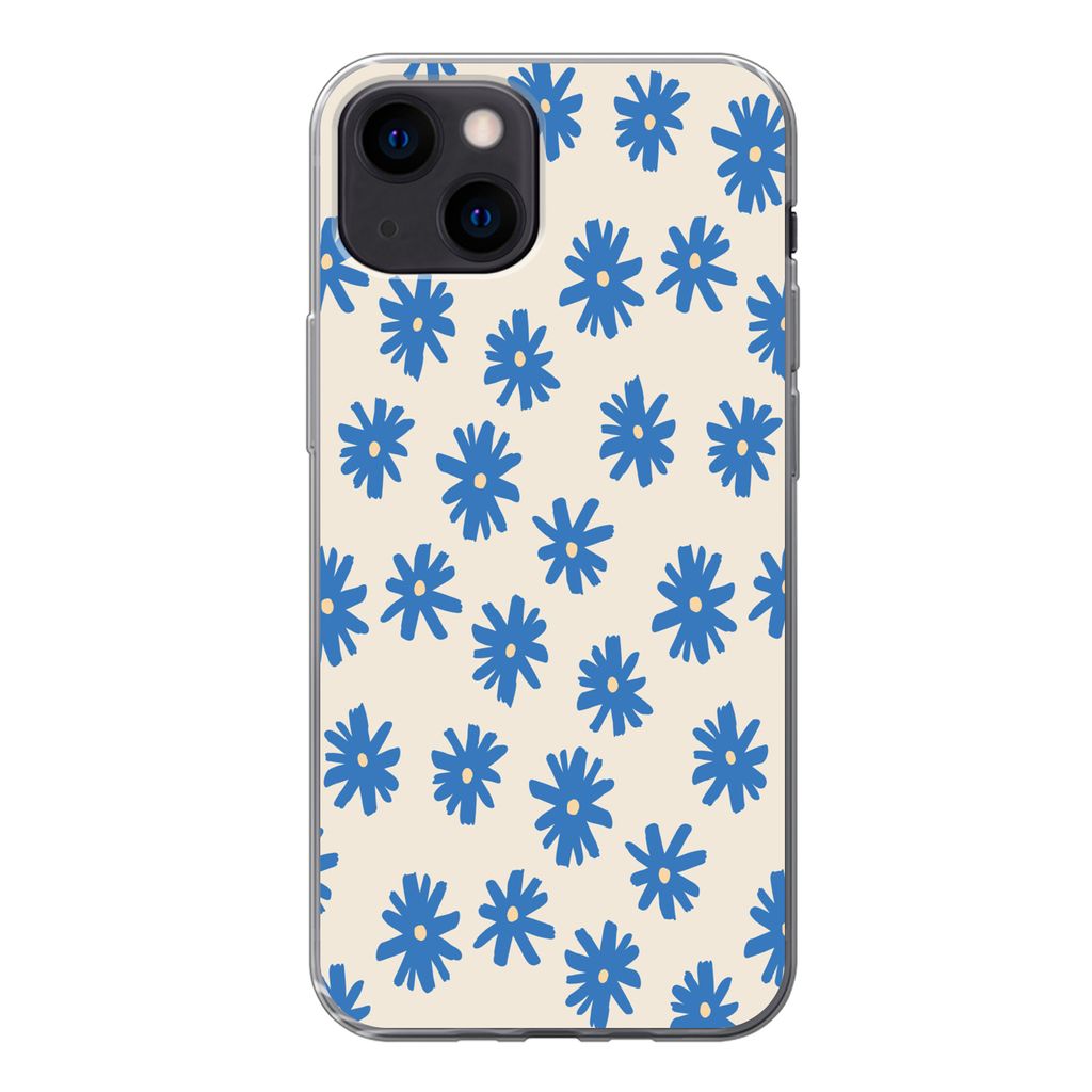 MuchoWow Handyhülle Schutzhülle Hülle für iPhone 13 mini Blume - Muster - Minimalismus Silikon Softcase Handy Hülle - Softcase