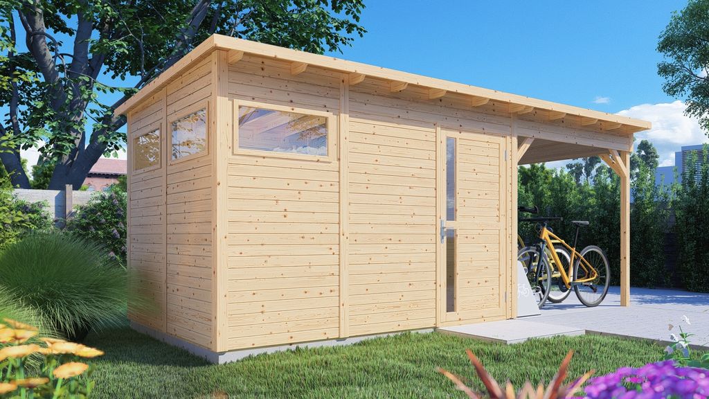 Gartenhaus Bertilo Man Cave Pentus 3L inkl. Fußboden und Produktbild 