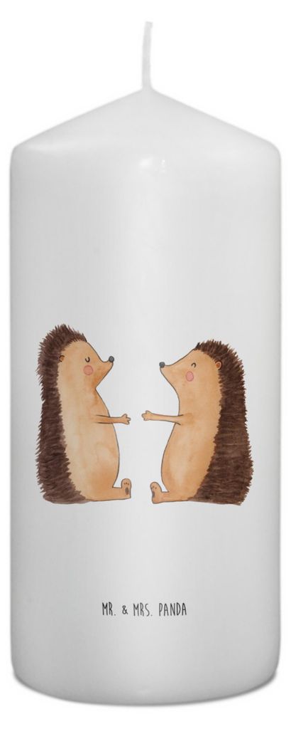 Mr. & Mrs. Panda Kerze Igel Liebe 15 x 7 cm - Weiß - Geschenk, Freund, Hochzeitstag, Erinnerungslicht, Blockkerze, Erinnerungskerze, Freundin, Stu...