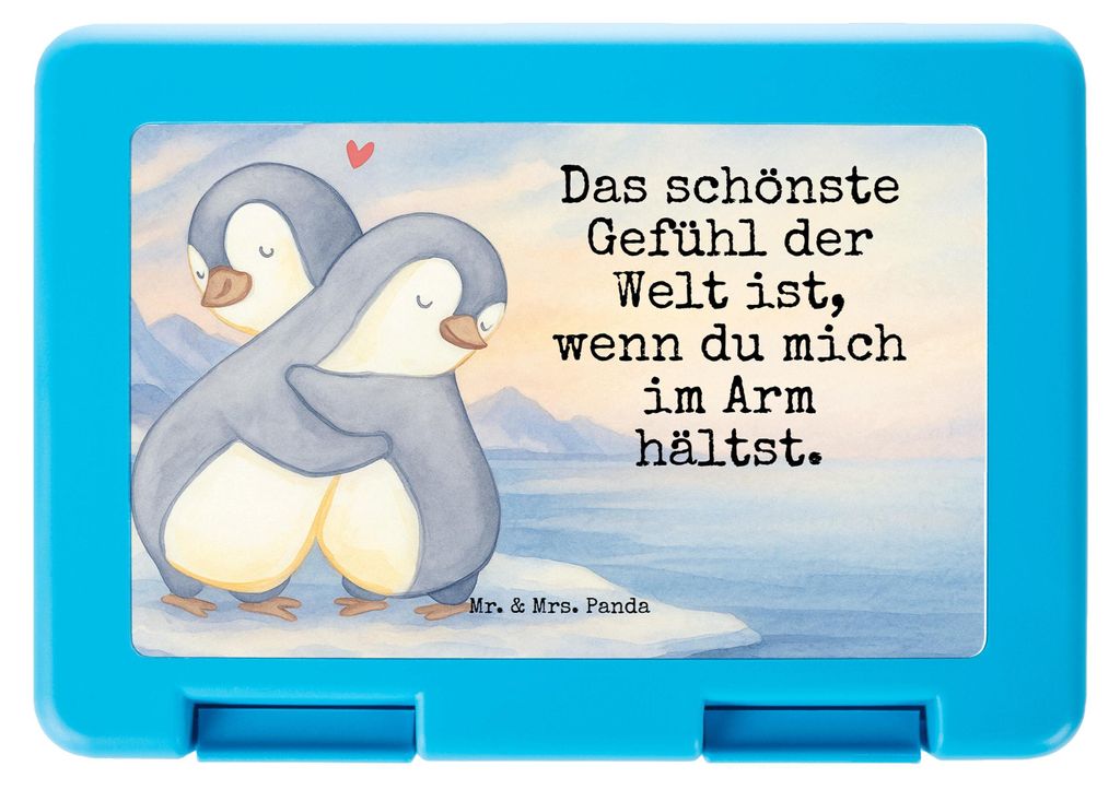 Mr. & Mrs. Panda Lunchbox Pinguine Kuscheln Design - Weiß - Geschenk, Snackbox, Bentobox, für Frauen, Valentinstag, Brotzeitbox, Bento Box, Freun...