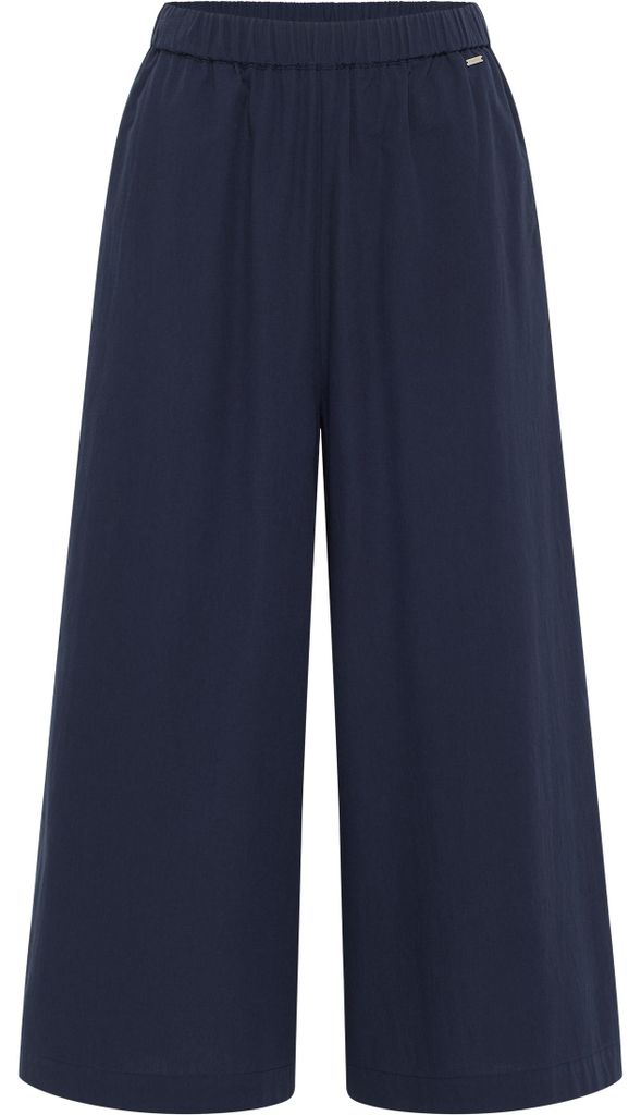 Damen Culotte Hose aus 100% Baumwolle mit Gummizug in der Taille, weiter Schnitt, Blau, Größe L