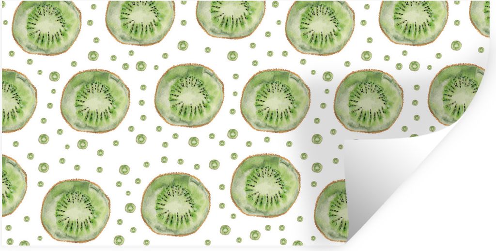 MuchoWow Wandtattoo Wandsticker Wandaufkleber Kiwi - Aquarell - Weiß 80x40 cm Selbstklebend und Repositionierbar - Aufkleber