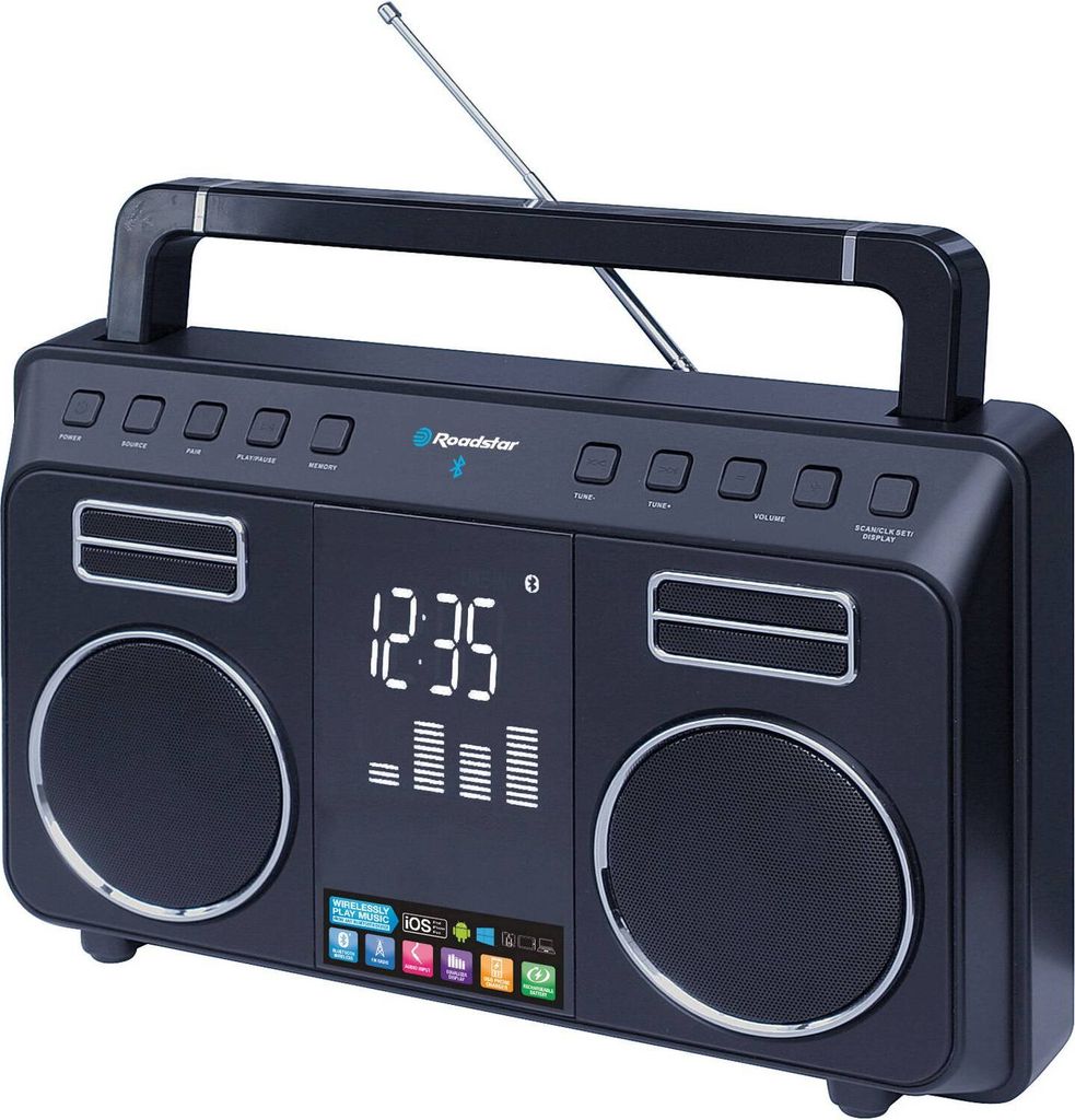 Roadstar TRA-800BT tragbares Bluetooth Radio, schwarz, FM-PLL-Radio