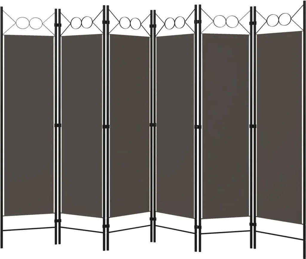 Séparation de Pièce XXL 240x180 cm en Tissu Anthracite - Paravent 6 Pans