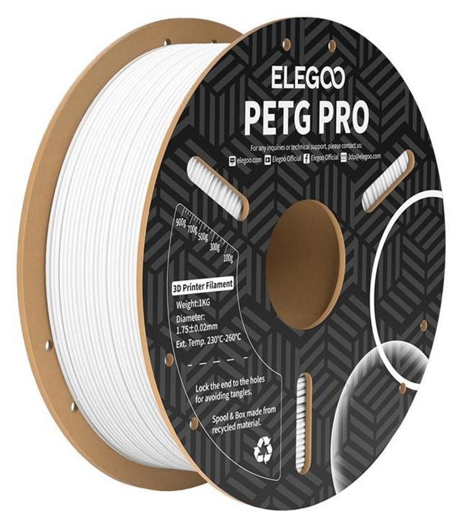 ELEGOO PETG Pro Filament, 1,75mm, 1kg - Farbton: weiß