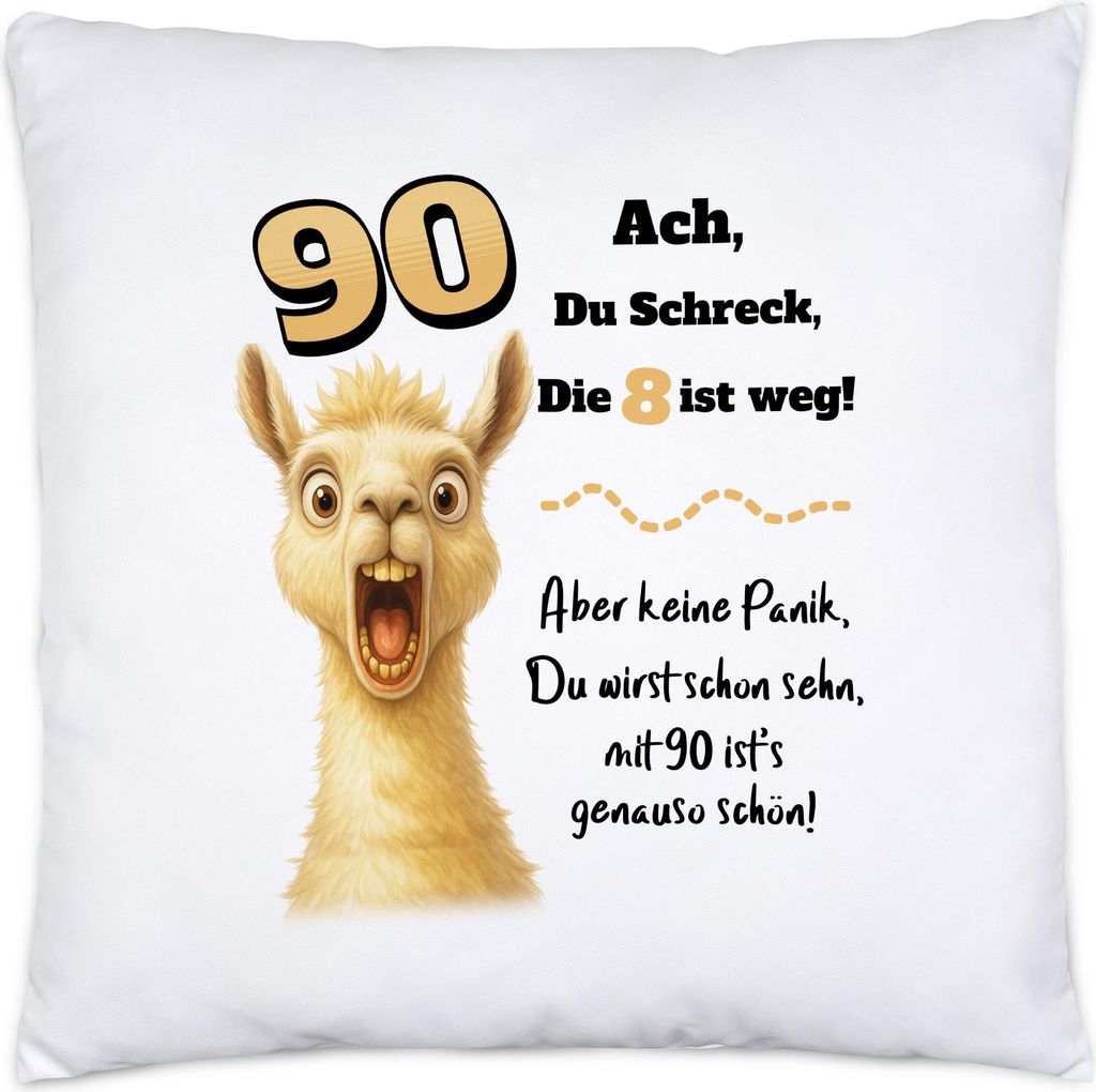Ach du Schreck Lama Kissen Lustiges Geschenk 90 Geburtstag Party Spaß Frauen Männer