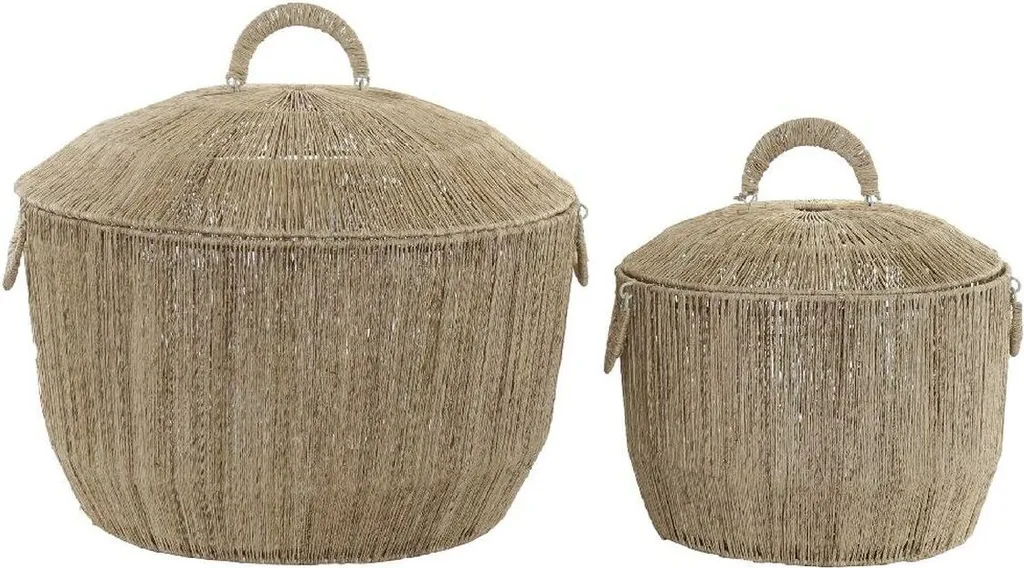 Set de paniers DKD Home Decor brun et multicolore en jute - 51x51x48 cm