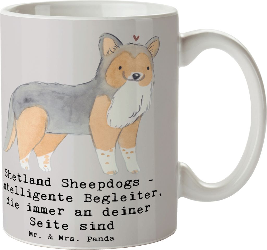 Mr. & Mrs. Panda Tasse Shetland Sheepdog Freund - Grau Pastell - Geschenk, Hunderassen Eigenschaften, Hundeliebhaber, Geschenktasse, Kaffeebecher, ...