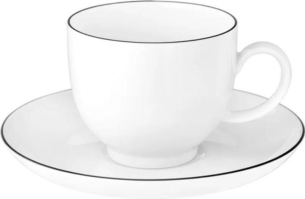 Seltmann Weiden Lido Black Line rund Kaffeetasse 0,22 l + Untertasse 2 tlg.. Set