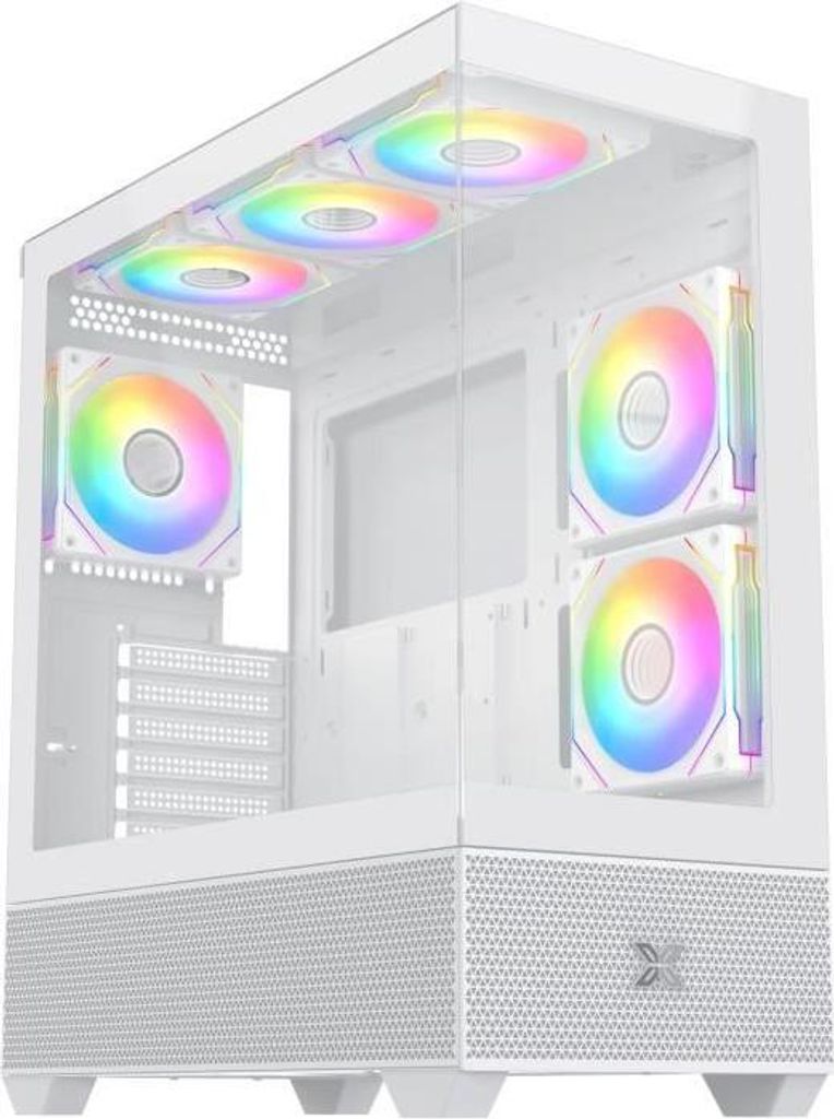 Gehäuse, XIGMATEK Alphard Arctic, Midi-Tower, E-ATX, 6x 120mm A-RGB Lüfter, 2x Tempered Glass, Weiß