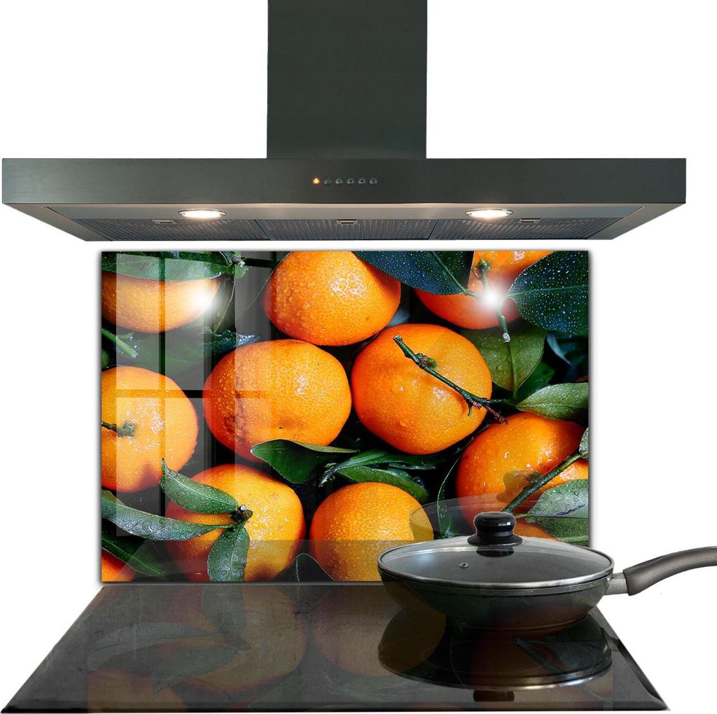 Spritzschutz aus Glas Küchenrückwand - Wandschutz für Herd und Spüle - 80x60 cm - Saftige sizilianische Orangen