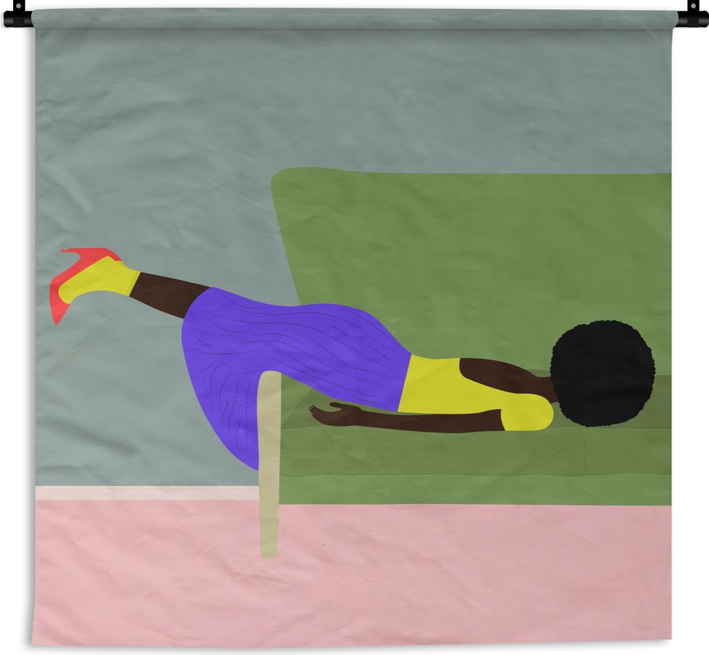 MuchoWow Wandteppich Wandbehang Frau - Minimalismus - Design 120x120 cm Tapisserie Dekoration Wandtuch - Modern - Baumwollgewebe