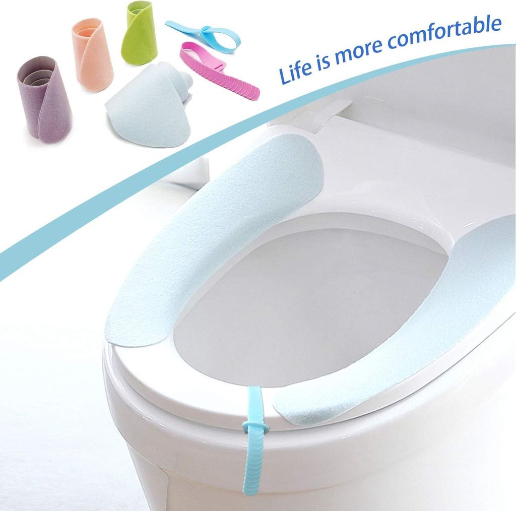 8 Paar weiche Badezimmer-Toilettensitze - 2 Toilettensitzheber - Wärmer - Abdeckpads - Tragbar - Waschbar und wiederverwendbar - Geeignet für Fam...