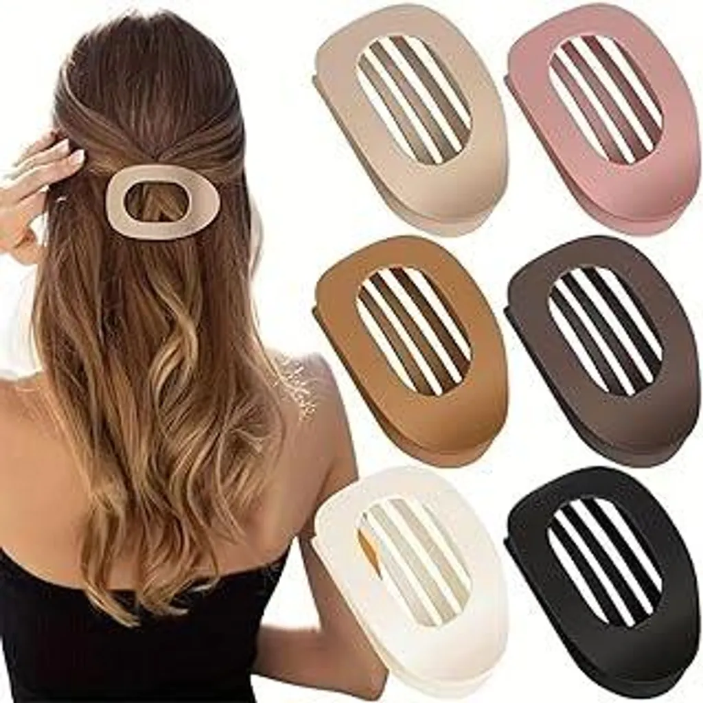 Set 6 Mollette Capelli Grandi Design Francese Piatto Antiscivolo