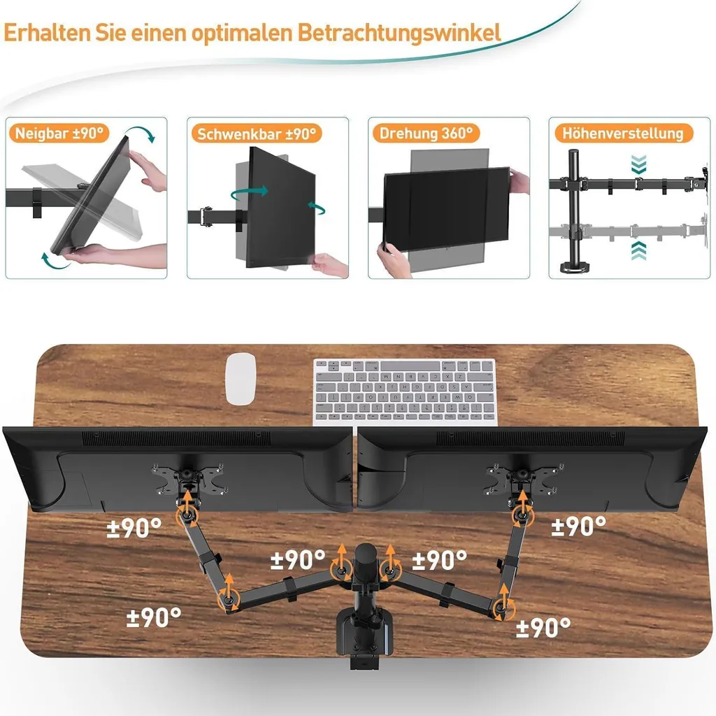 Support de bureau pour 2 moniteurs idéal pour télétravail et multitâche - 4