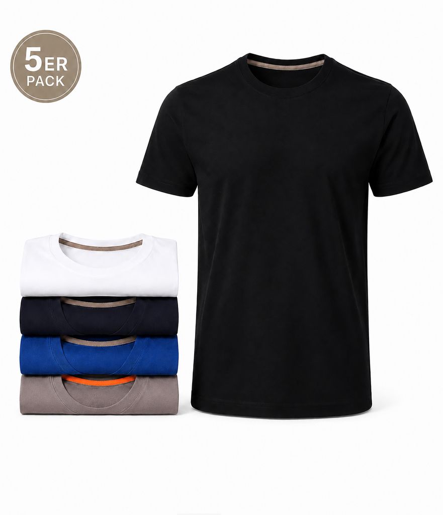 Mivaro Herren T-Shirt 5er Pack Basic Rundhals - Männer Produktbild 