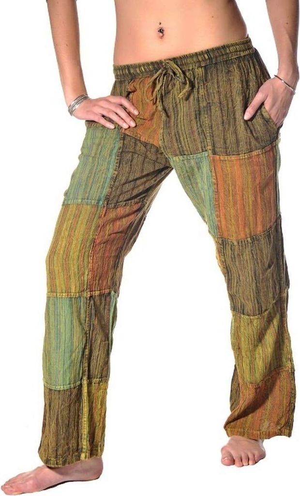 Patchwork Freizeithose Fischerhose Stoffhose Hippie Schlupfhose Unisex, bunt S