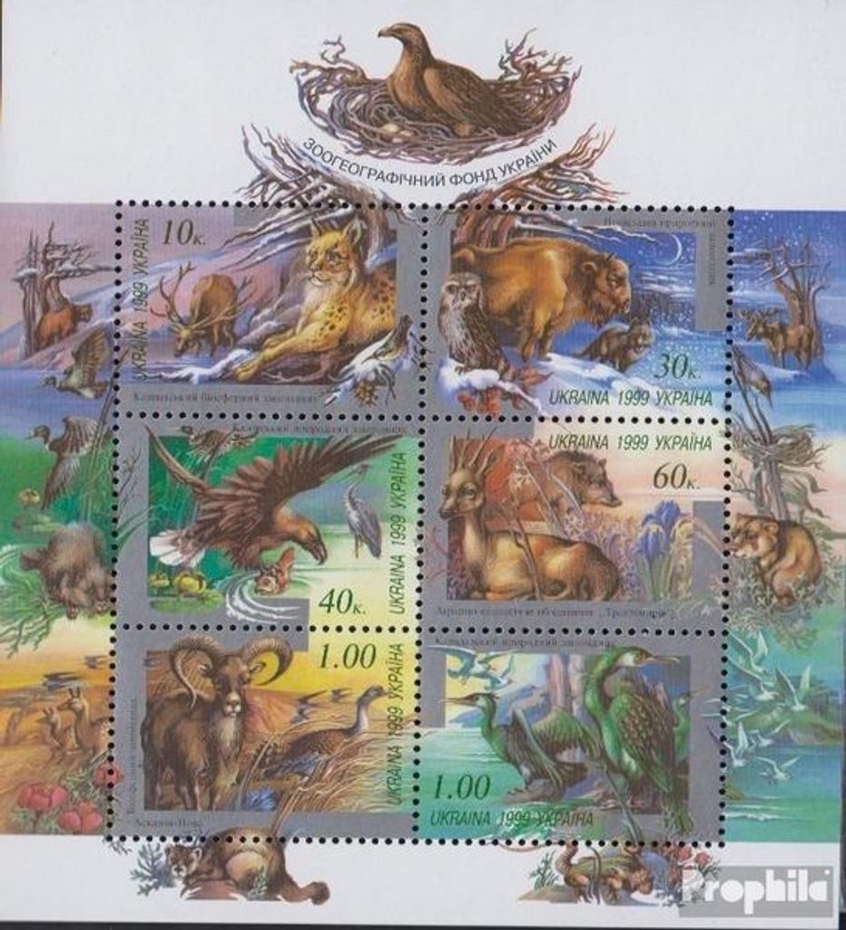 Briefmarken Ukraine 1999 Mi Block19 (kompl.Ausg.) postfrisch Naturfonds der Ukraine
