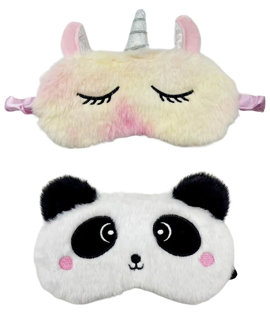 Masque Sommeil 3D Tout Doux Lot de 2 : Design Panda et Licorne Amusant