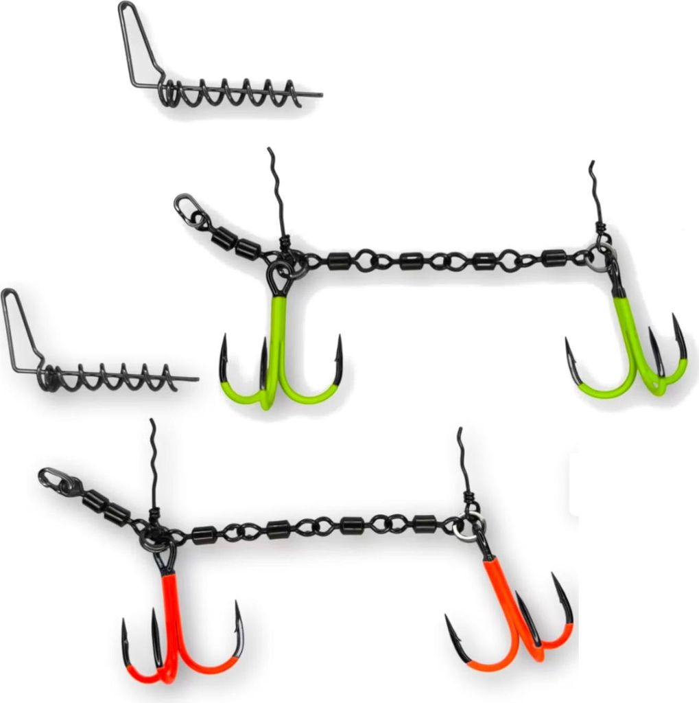 Pikecraft 4-Swivel Kit XL 3/0 - Hakensystem für Gummifische, Farbe:UVO